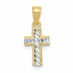10k Yellow Rhodium Small Cross Pendant