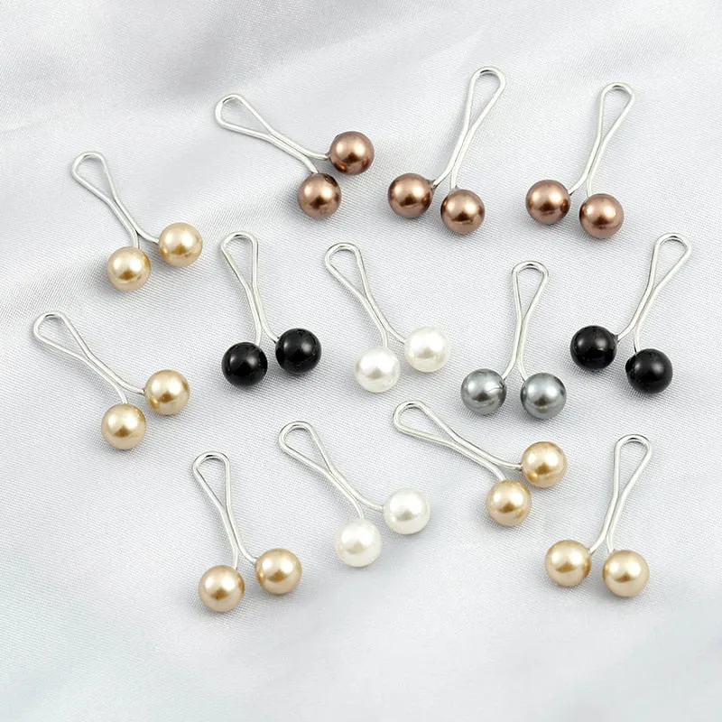 12pcs/lot Anti Slip Brooch Headscarf Shawl Scarf Lady Muslim Fixed Pins Scarf Hijab Clips Pearl Stylish Brooch for Women Jewelry
