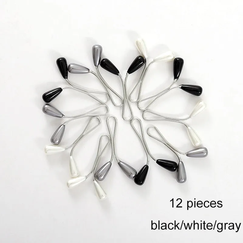 12pcs/lot Anti Slip Brooch Headscarf Shawl Scarf Lady Muslim Fixed Pins Scarf Hijab Clips Pearl Stylish Brooch for Women Jewelry
