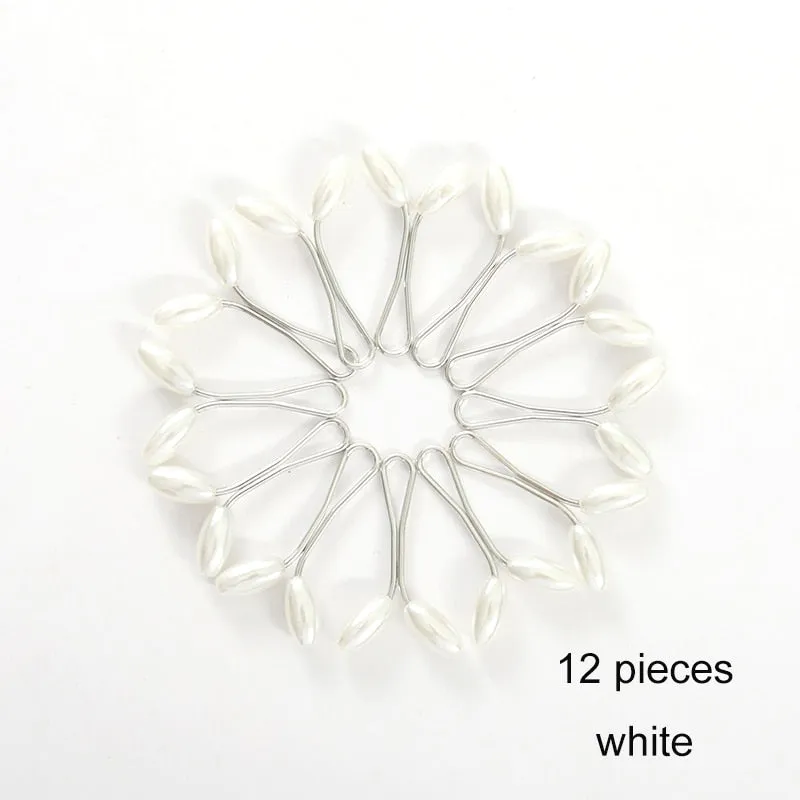 12pcs/lot Anti Slip Brooch Headscarf Shawl Scarf Lady Muslim Fixed Pins Scarf Hijab Clips Pearl Stylish Brooch for Women Jewelry