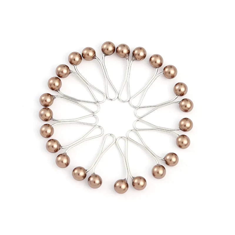 12pcs/lot Anti Slip Brooch Headscarf Shawl Scarf Lady Muslim Fixed Pins Scarf Hijab Clips Pearl Stylish Brooch for Women Jewelry