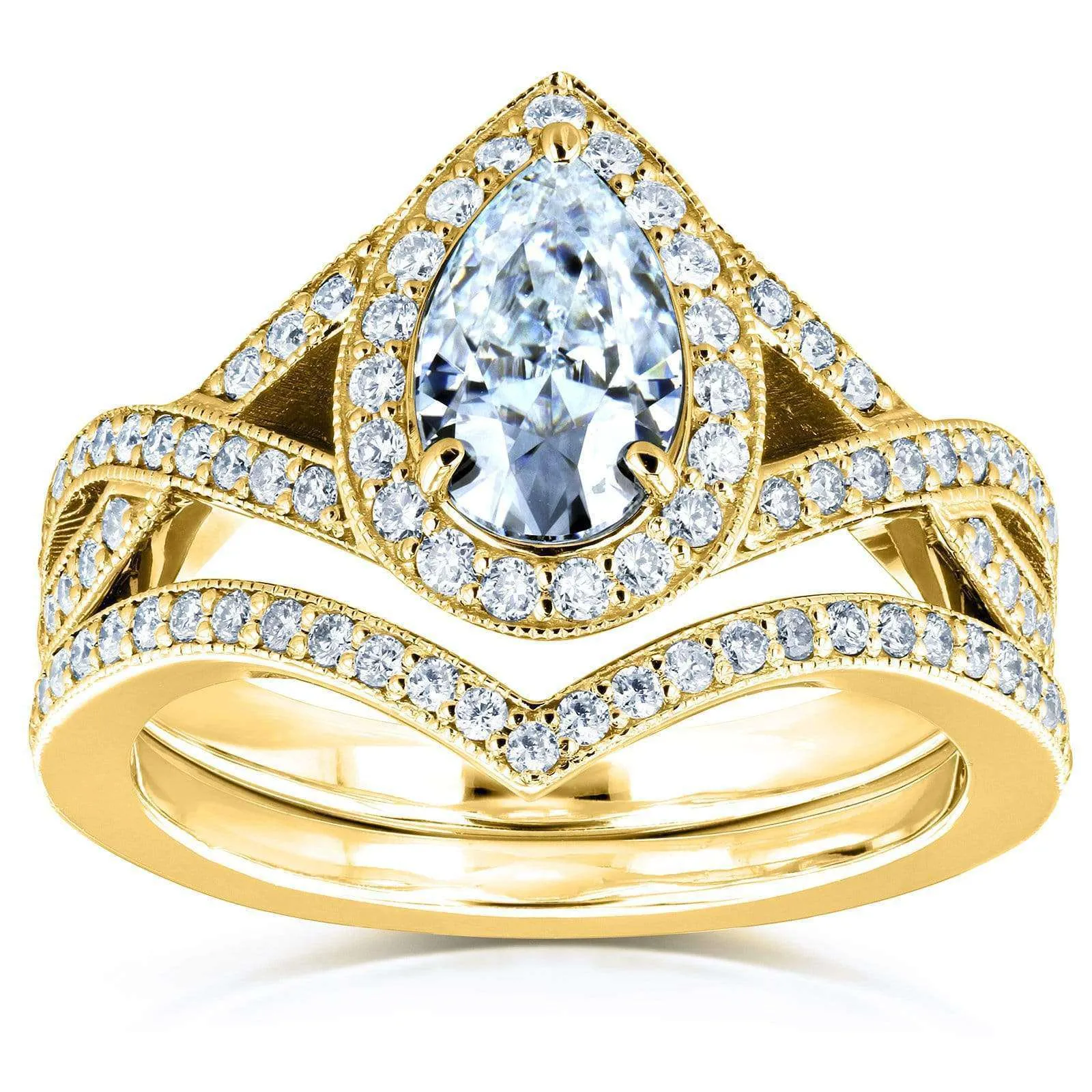 1.45ct Pear Crossover Yellow Bridal Set (DEF/VS)