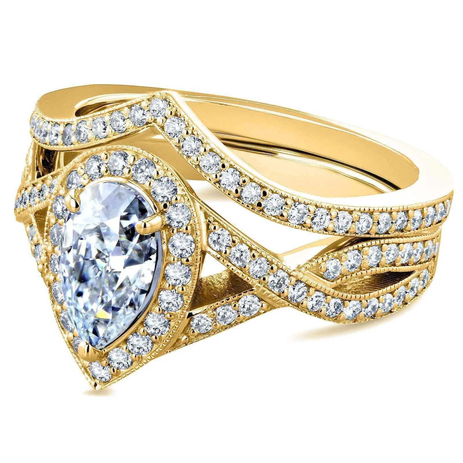 1.45ct Pear Crossover Yellow Bridal Set (DEF/VS)