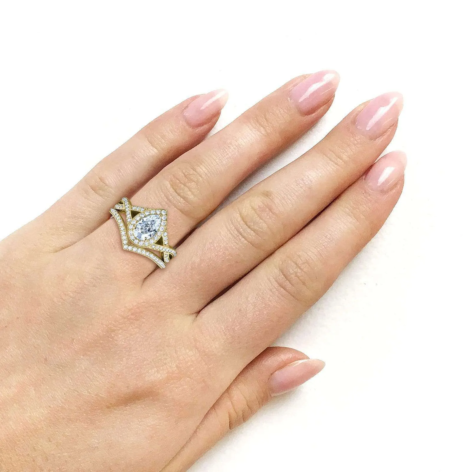 1.45ct Pear Crossover Yellow Bridal Set (DEF/VS)