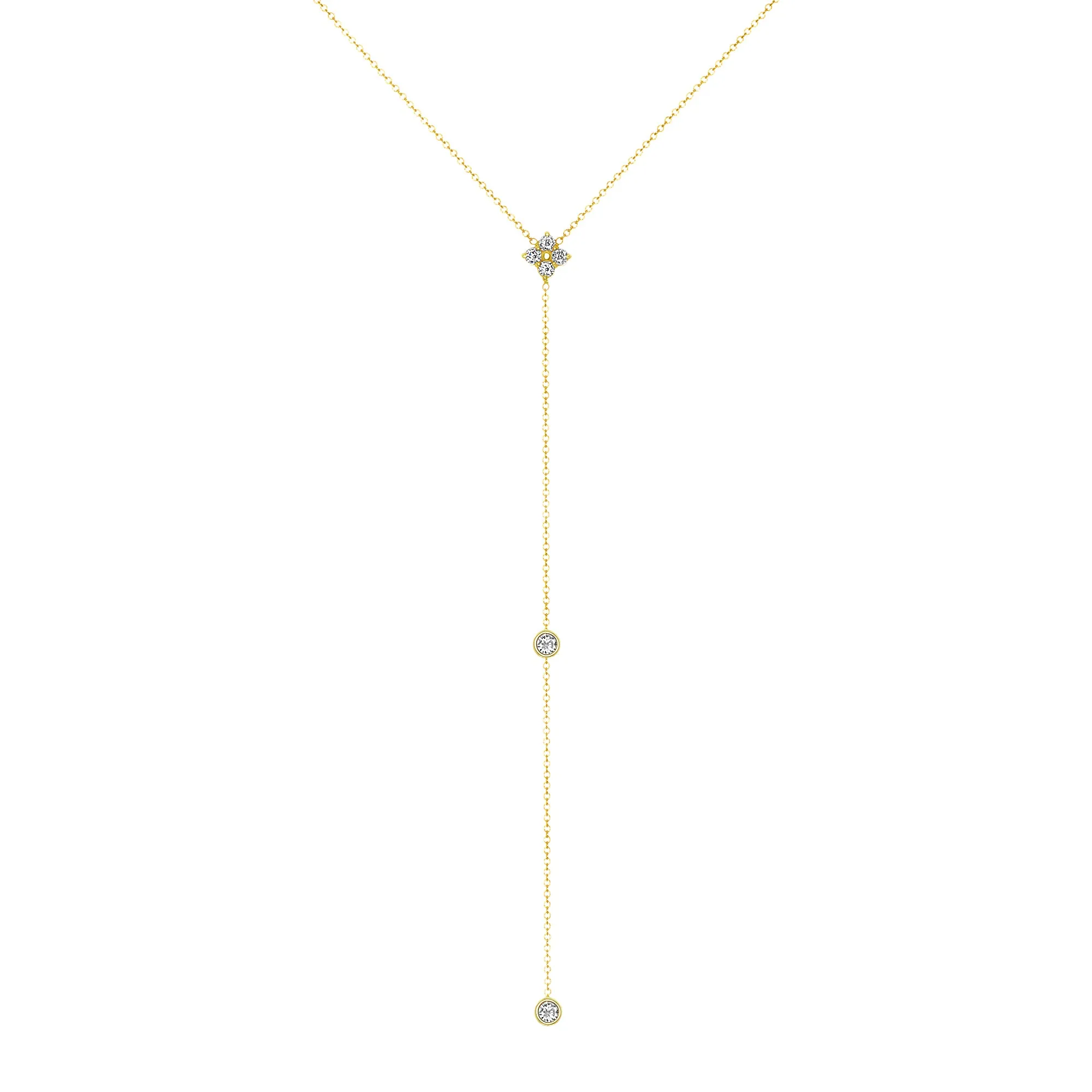 14K Gold Diamond Lariat Necklace Diamond Y-Necklace