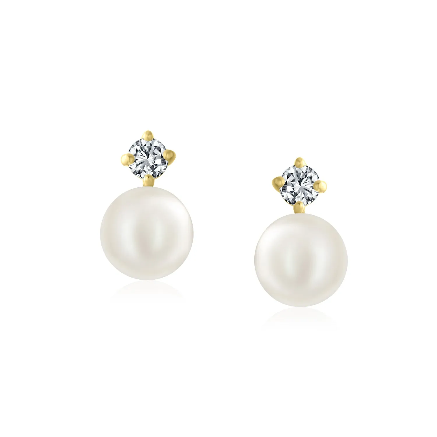 14K Gold Pearl Stud Earrings with Secure Screw Back - June Birthstone Jewelry