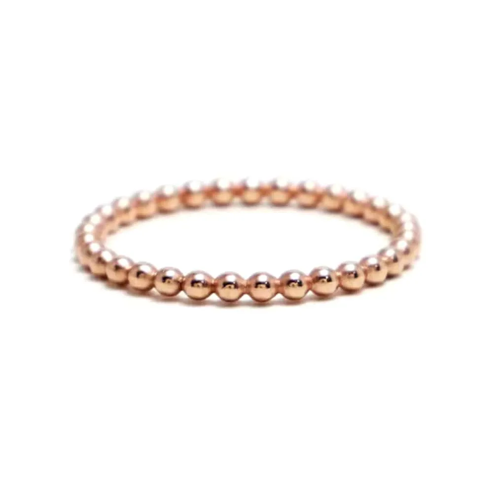 14k Rose Gold Filled Ring 3mm Beaded Stretch to Fit