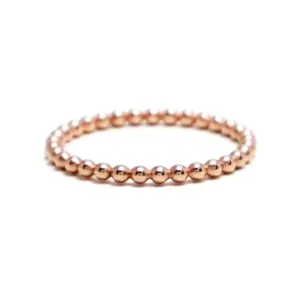 14k Rose Gold Filled Ring 3mm Beaded Stretch to Fit