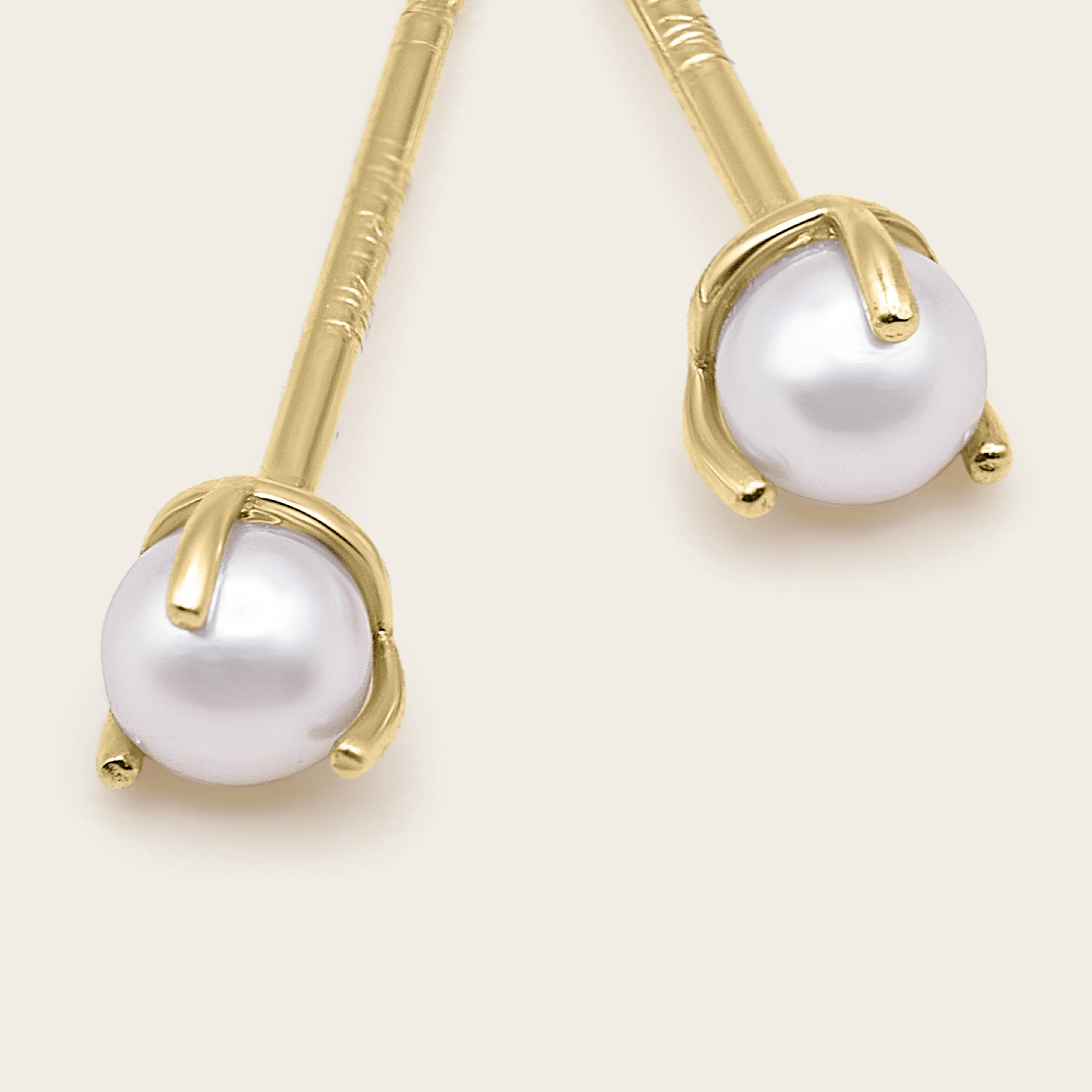 14k Solid Gold Pearl Mini Studs
