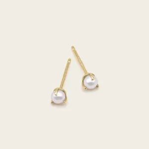 14k Solid Gold Pearl Mini Studs