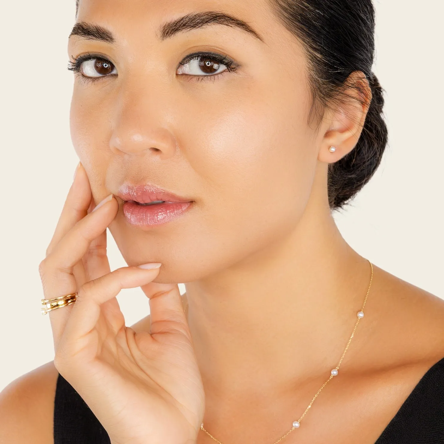 14k Solid Gold Pearl Mini Studs