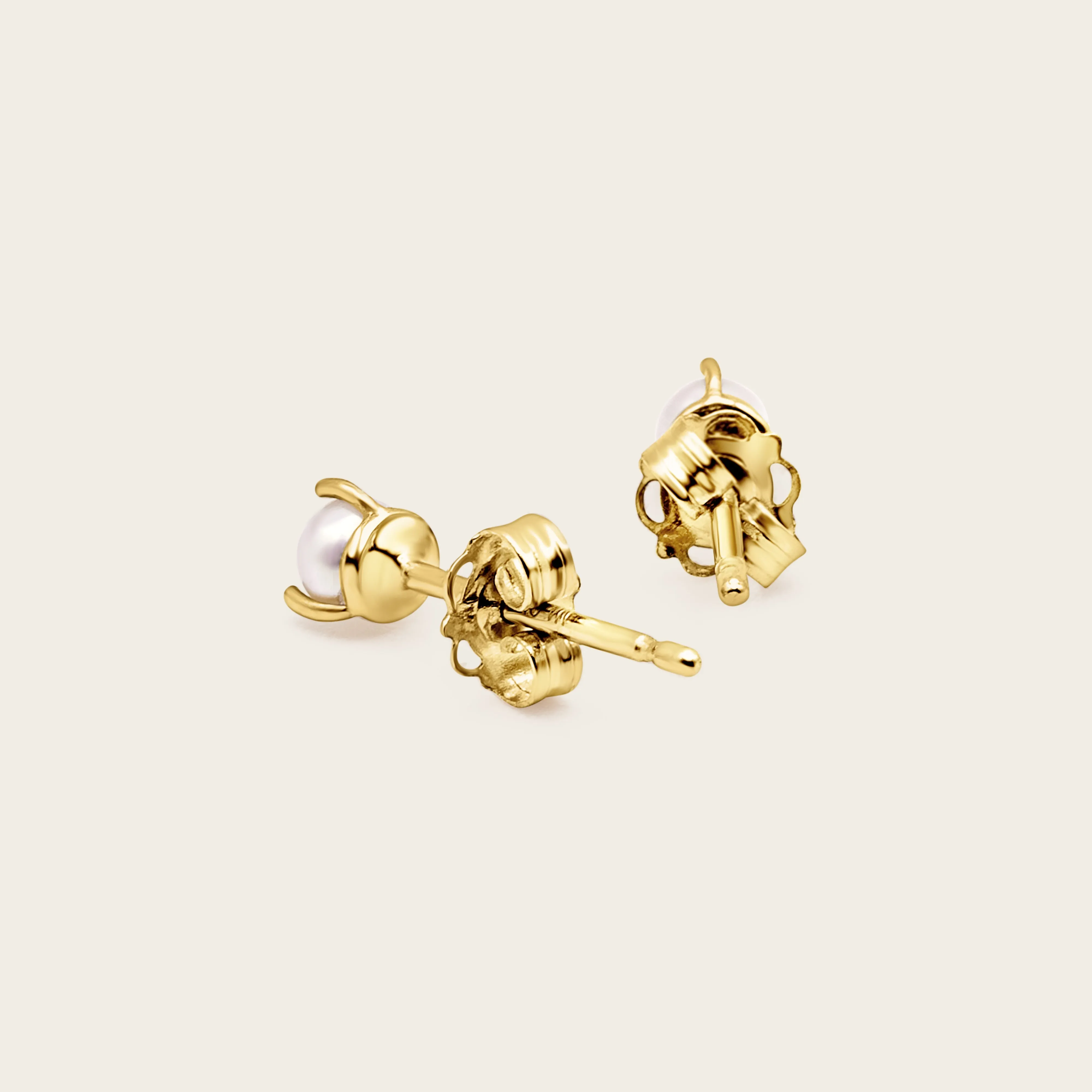 14k Solid Gold Pearl Mini Studs