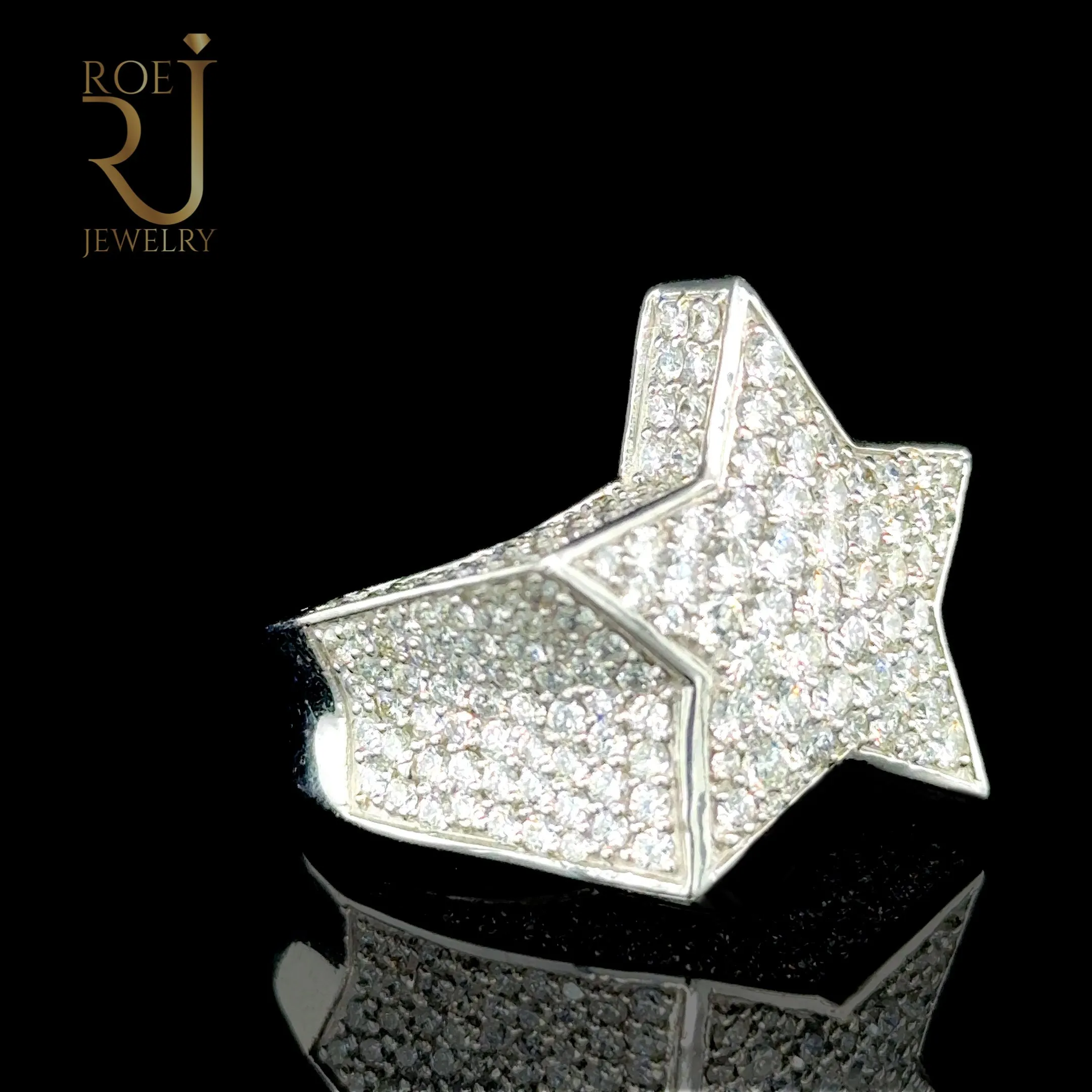 14K White Gold 5.46ct Diamond Star Ring