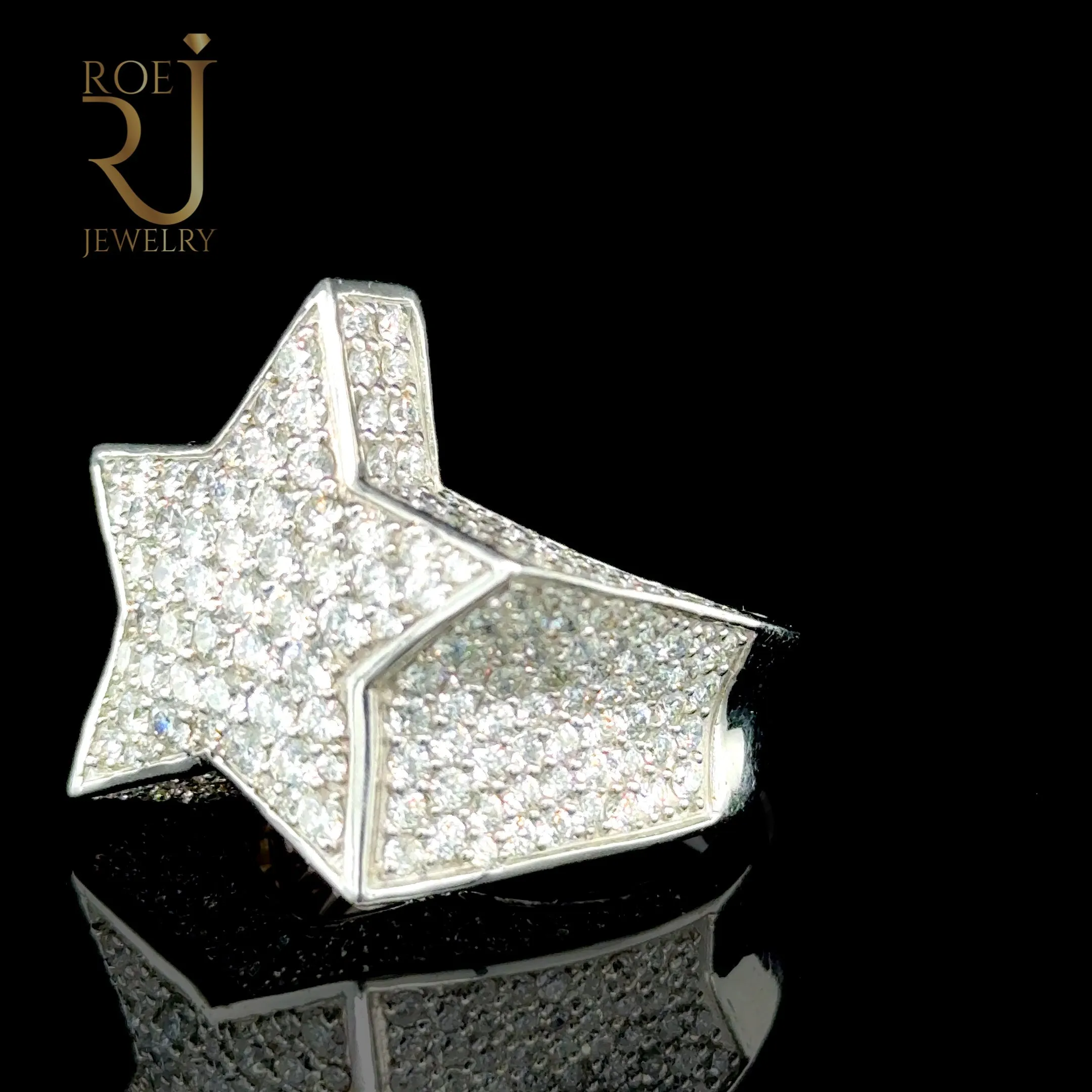 14K White Gold 5.46ct Diamond Star Ring