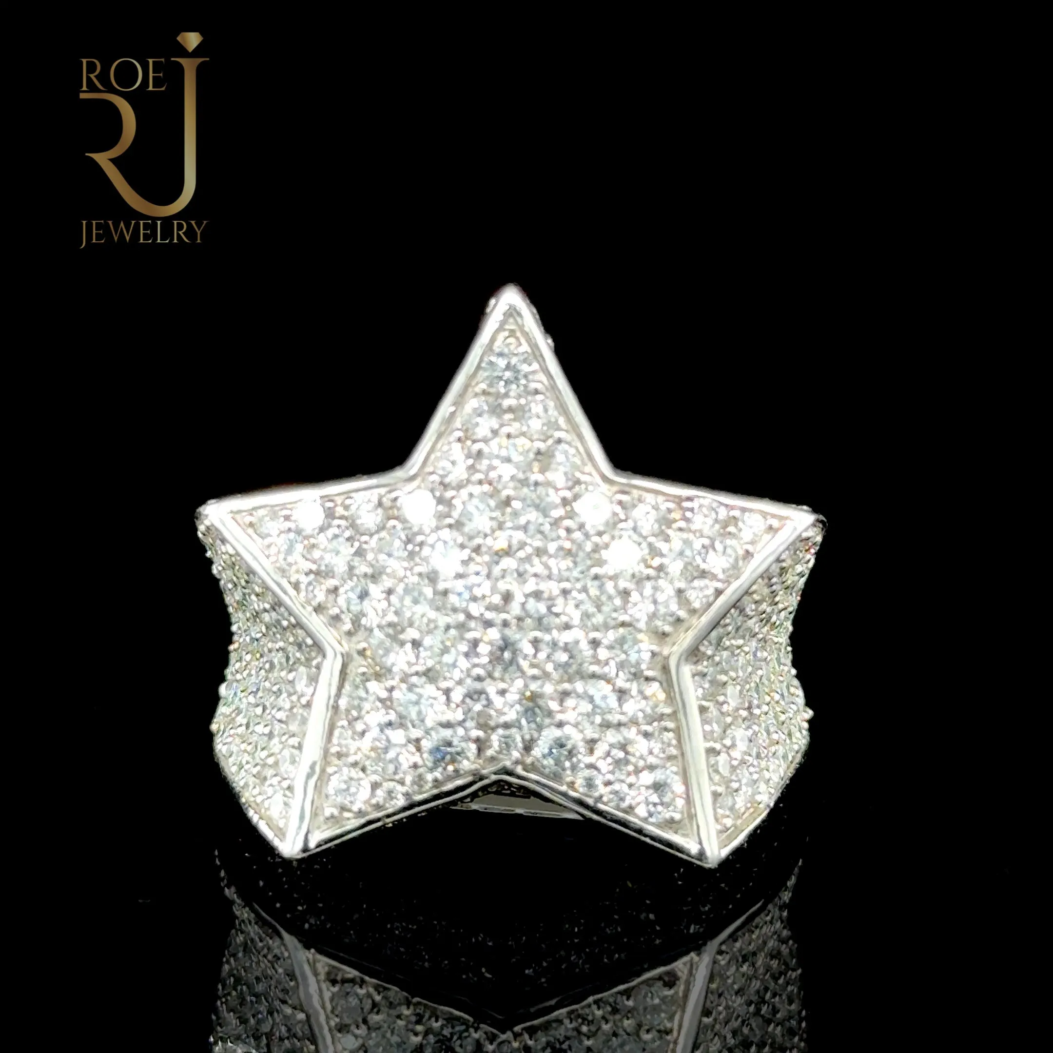14K White Gold 5.46ct Diamond Star Ring