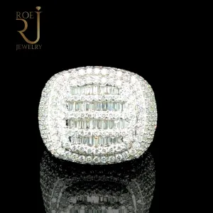 14K White Gold Large Men's Ring with 5.94ct Diamond