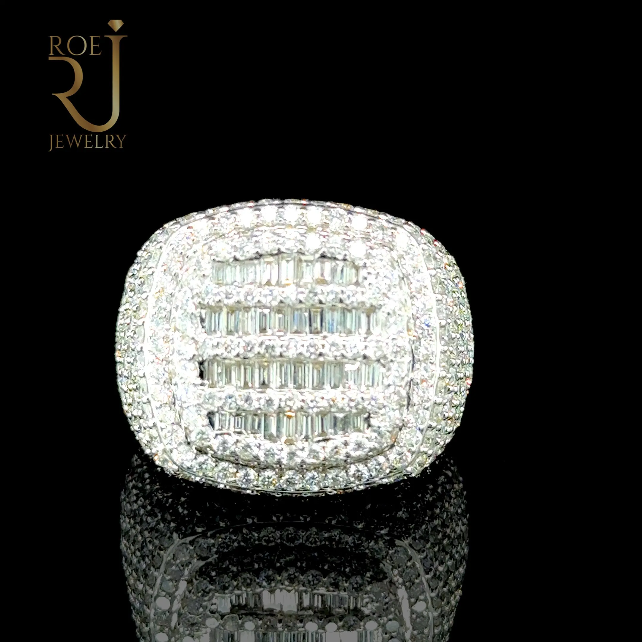 14K White Gold Large Men's Ring with 5.94ct Diamond