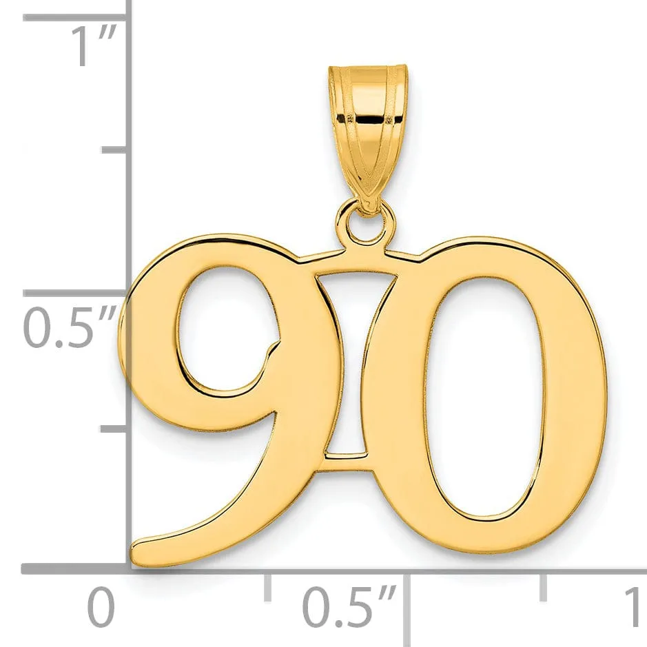 14k Yellow Gold Polished Finish Number 90 Charm Pendant