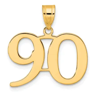14k Yellow Gold Polished Finish Number 90 Charm Pendant