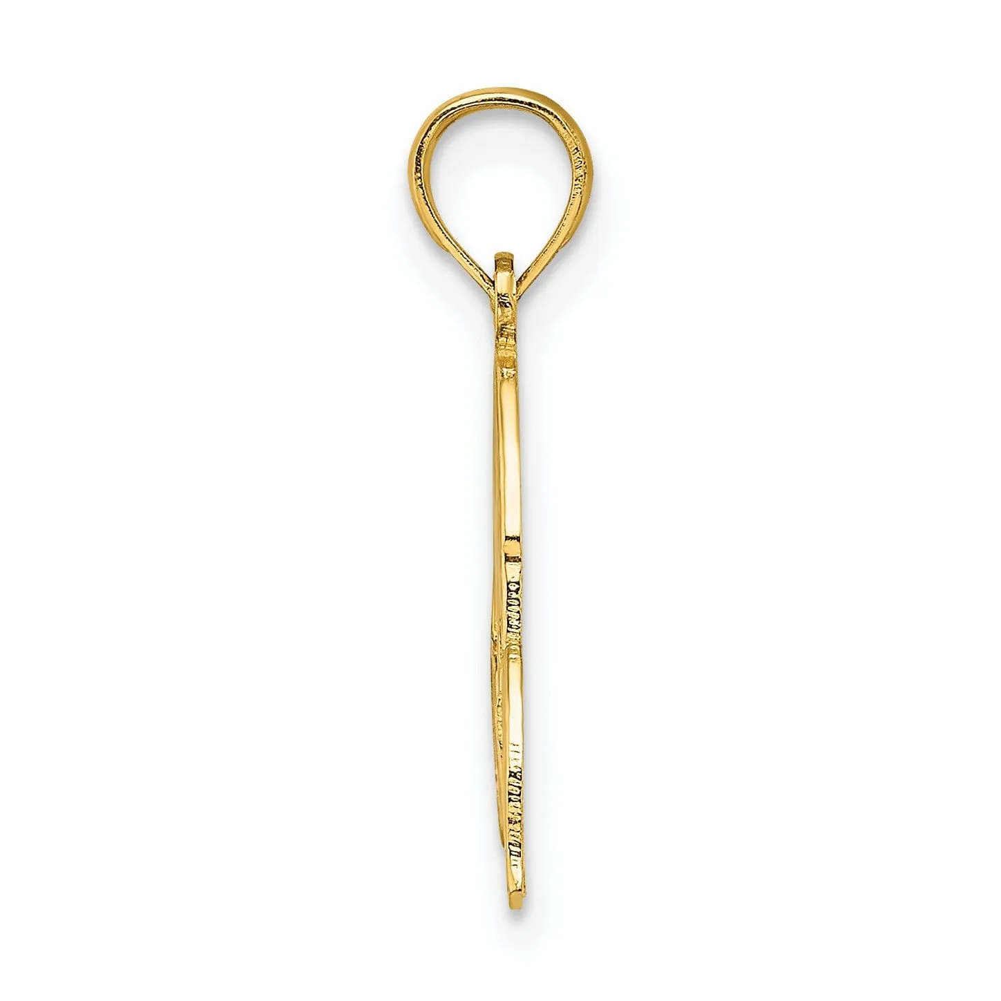 14k Yellow Gold Textured Polished Finish ALOHA Palm Tree Charm Pendant