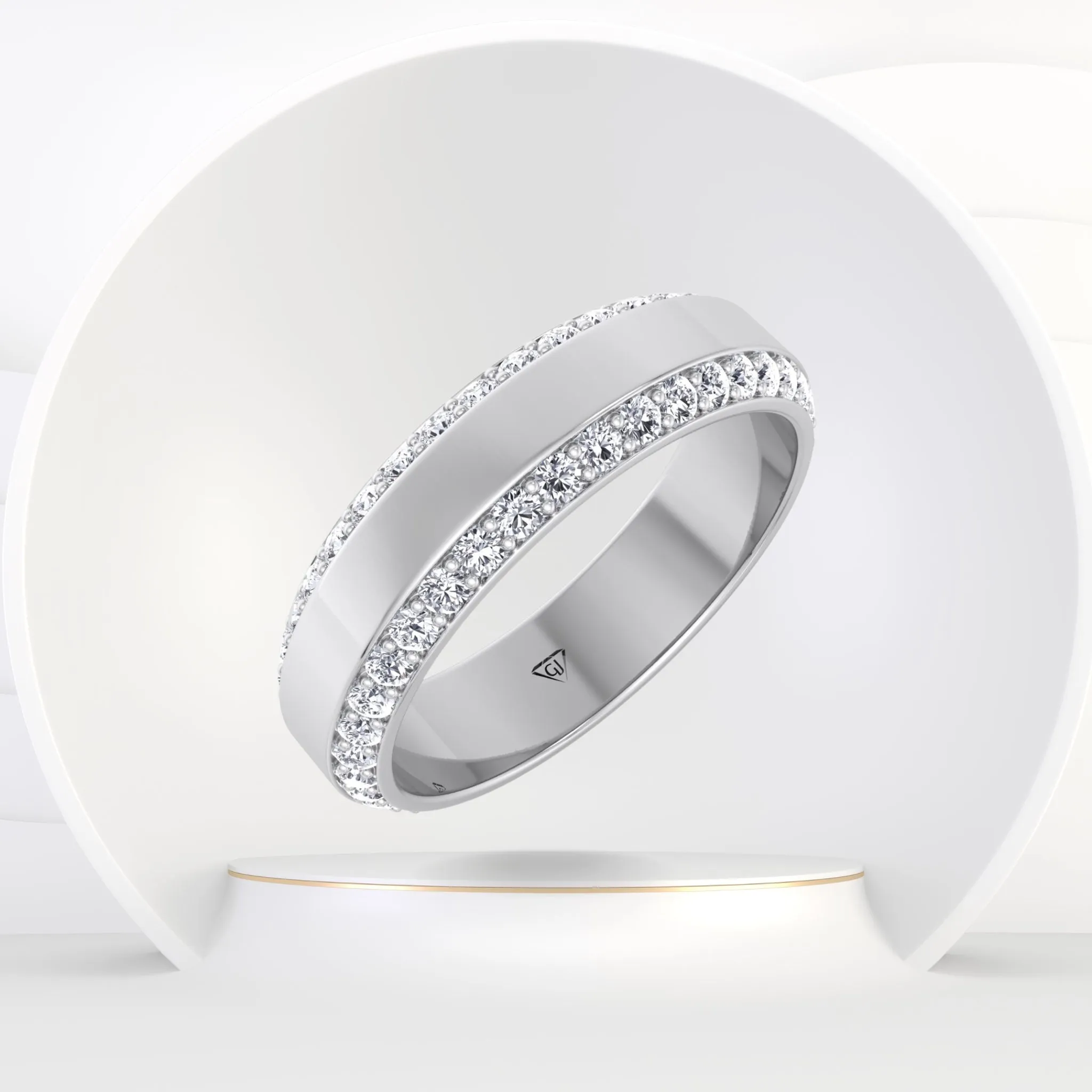 1.50CT Beveled Natural Diamond Wedding Band