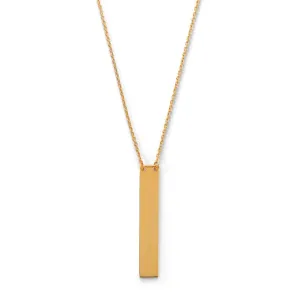16"   2" 14 Karat Gold Plated Vertical Bar Drop Necklace