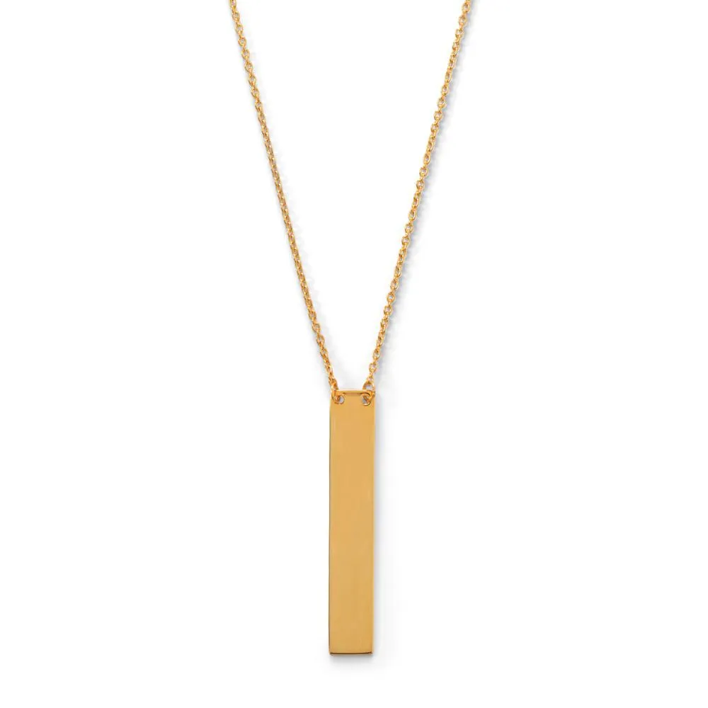 16"   2" 14 Karat Gold Plated Vertical Bar Drop Necklace