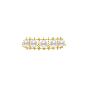18K Solid Gold Akoya Pearl Ring KR00011