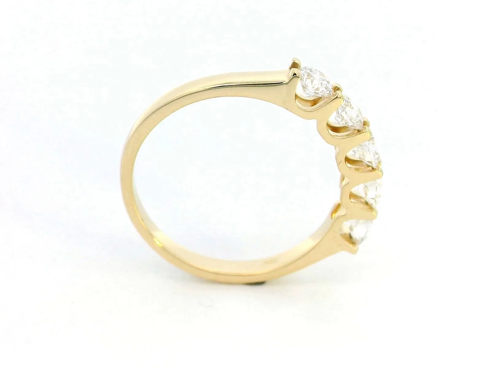 18K Yellow Gold Half Eternity Ring with 0.92 Carats of Round Brilliant Diamonds