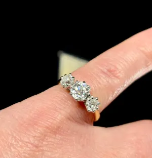 1920s Three Stone Old Cut Diamond Ring