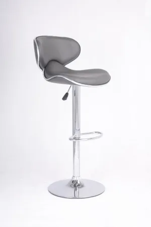 2 Adjustable Grey Leather Bar Stools- Model #7704