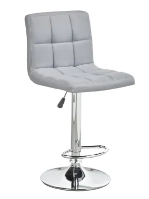 2 Adjustable Light Grey Fabric Bar Stools - Model #7601