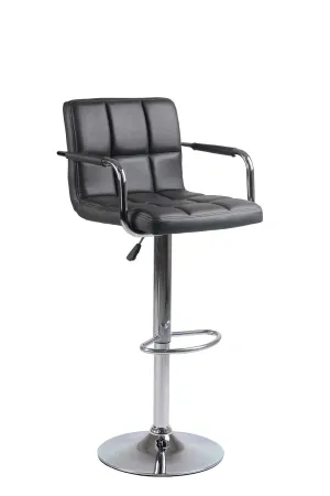 2 Grey Adjustable Leather Bar Stools with Metal Base- Model #7734