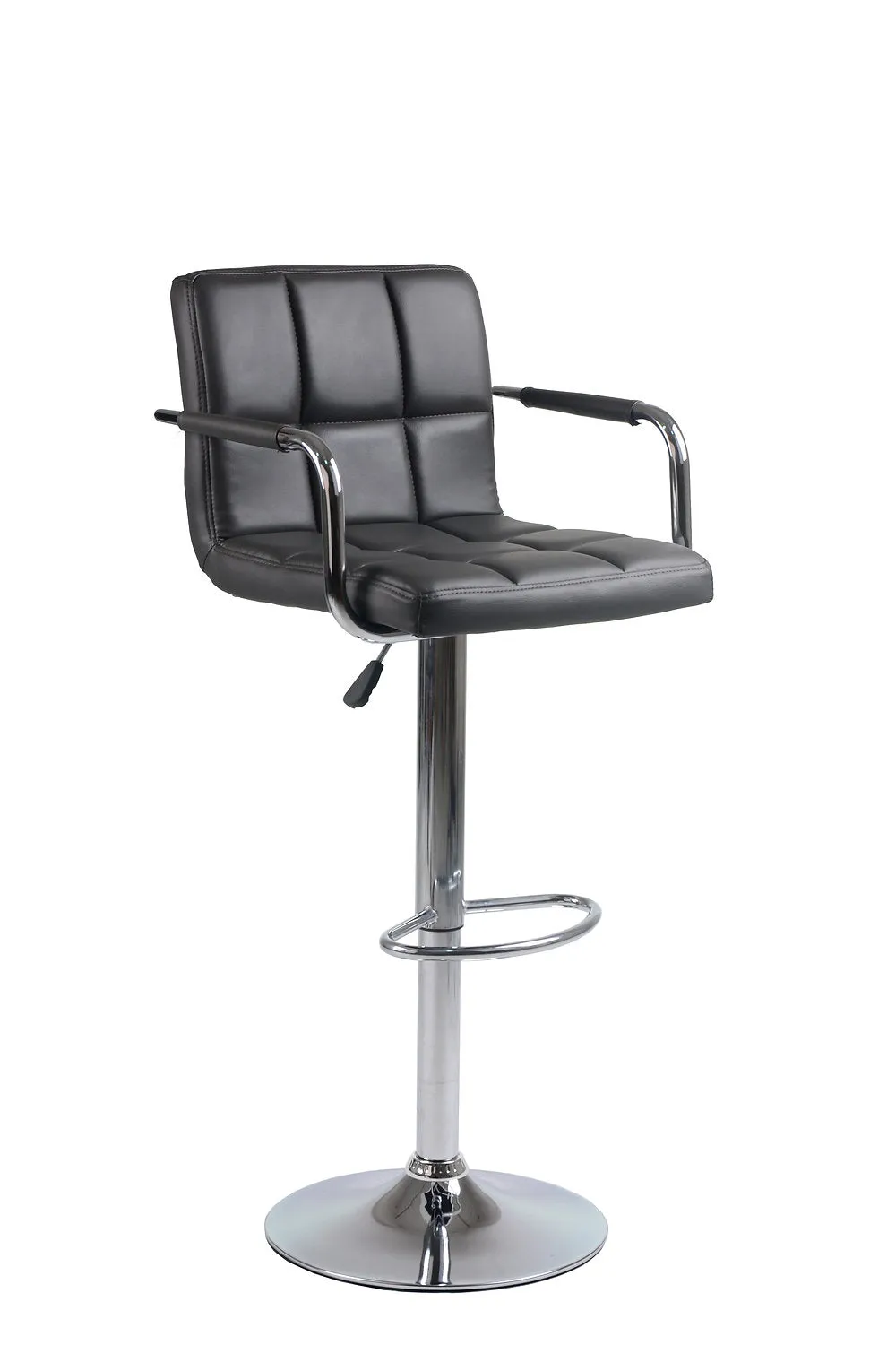 2 Grey Adjustable Leather Bar Stools with Metal Base- Model #7734
