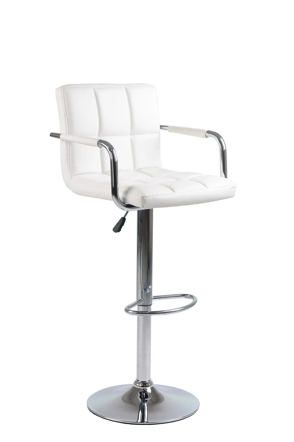 2 White Adjustable Leather Bar Stools with Metal Base- Model #7733