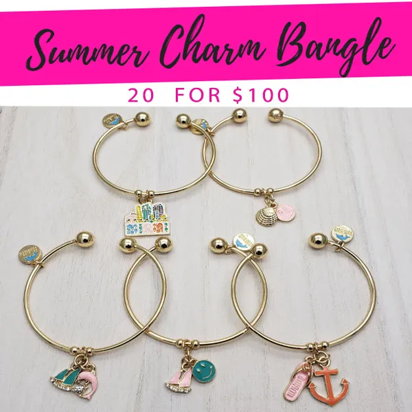 20 Summer Charm Bangles  ($5.00 ea) for $100 Gold Layered