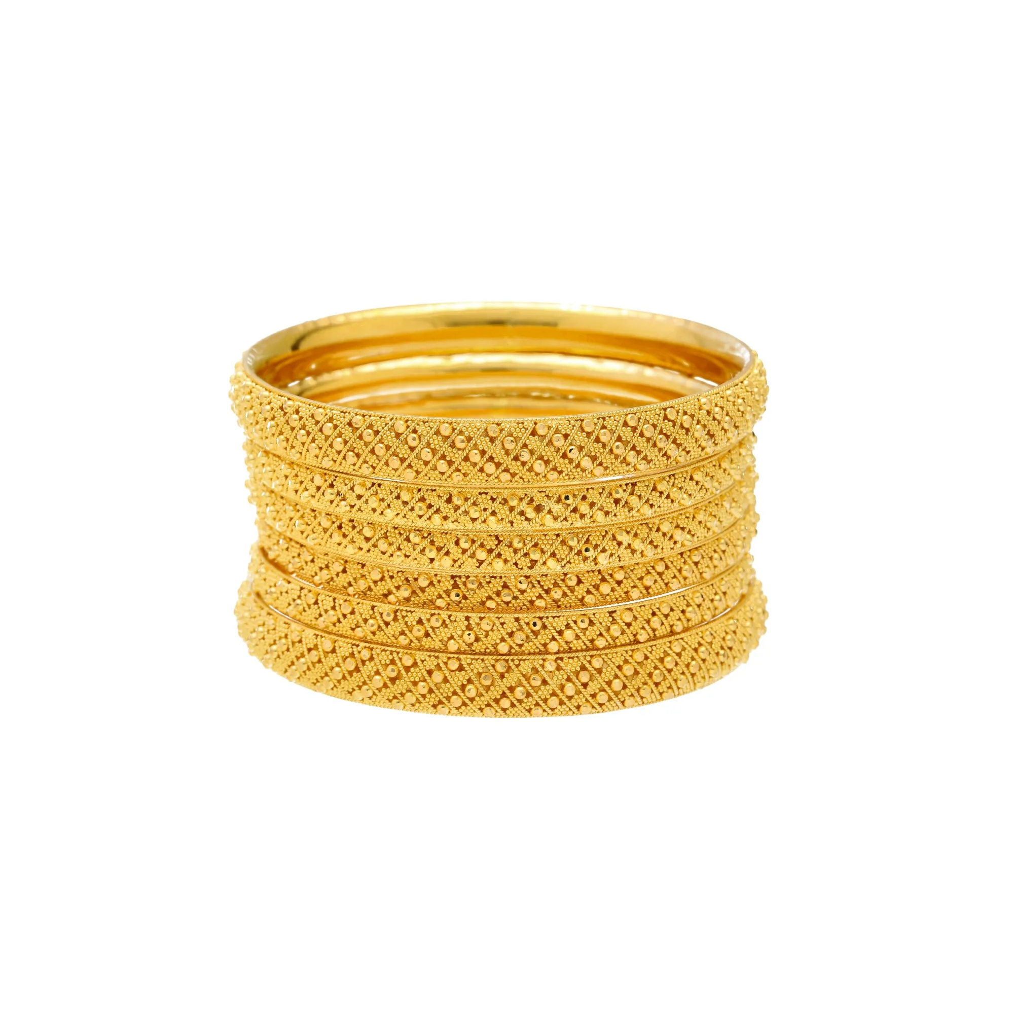 22K Yellow Gold Bangle Set of 6 (94.2gm)
