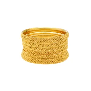 22K Yellow Gold Bangle Set of 6 (94.2gm)