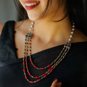 3 Layered Coral Necklace