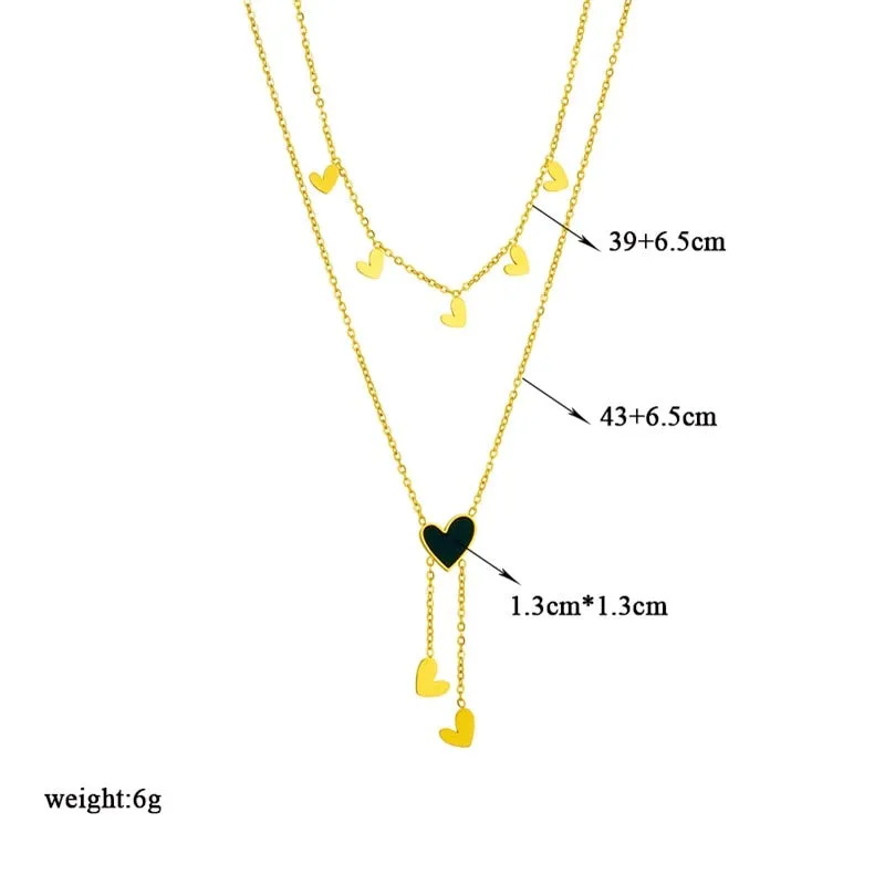 316L Stainless Steel Black Heart Pendant Necklace For Women