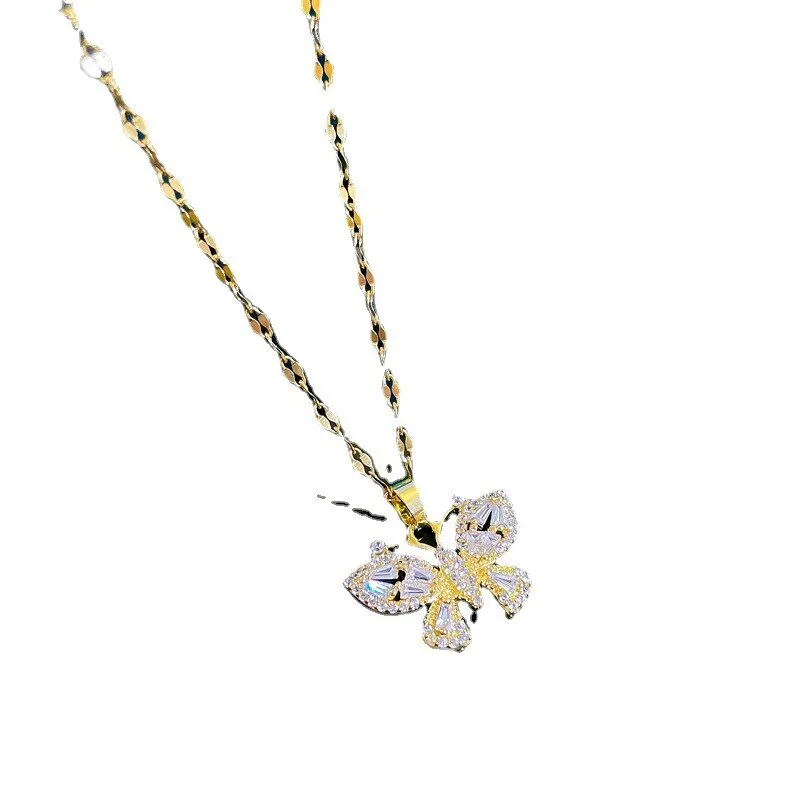 316L Stainless Steel Butterfly Pendant Necklace For Women