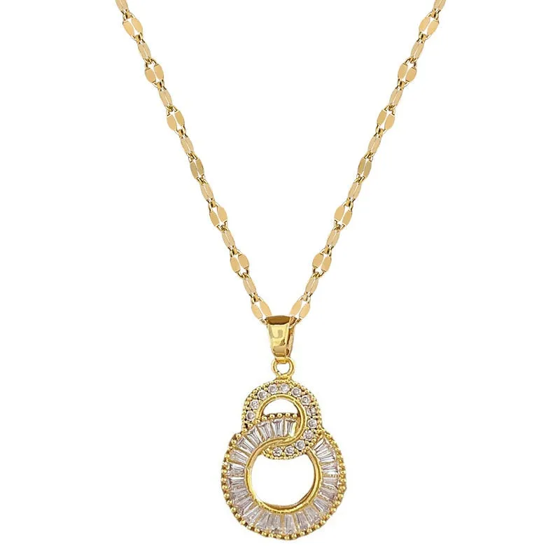 316L Stainless Steel Crossover Circles Pendant Necklace For Women