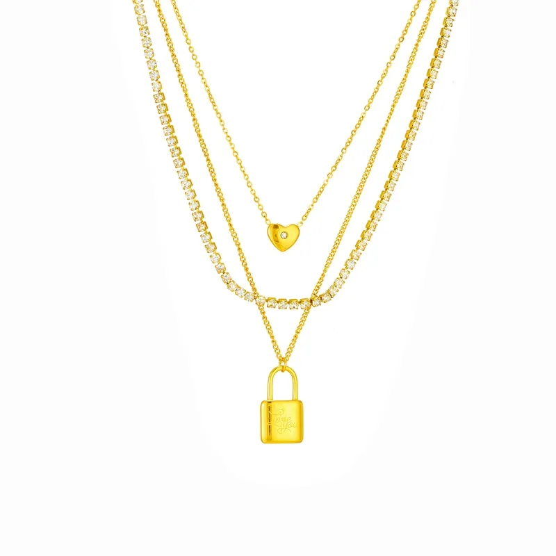 316L Stainless Steel Large Lock Pendant Necklace For Women