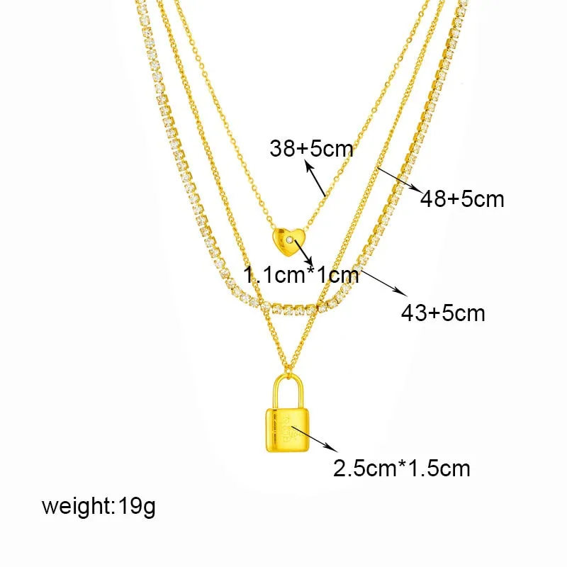 316L Stainless Steel Large Lock Pendant Necklace For Women
