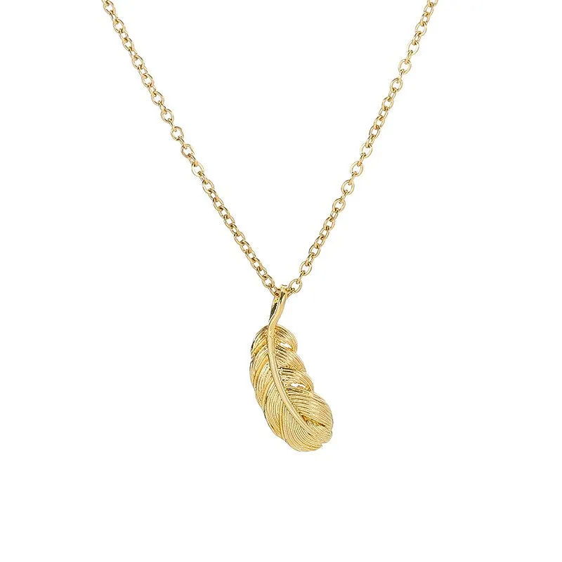 316L Stainless Steel One Piece Feather Pendant Necklace Minimalist Style Birthday Gift