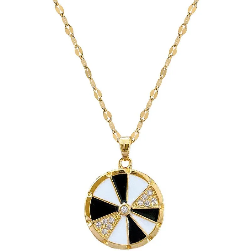 316L Stainless Steel Round Turntable Pendant Necklace For Women