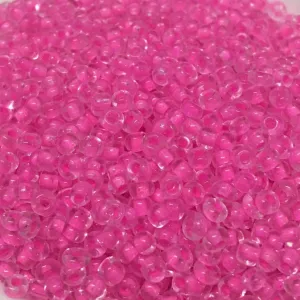 8/0 Lined Transparent (50g) - Hot Pink
