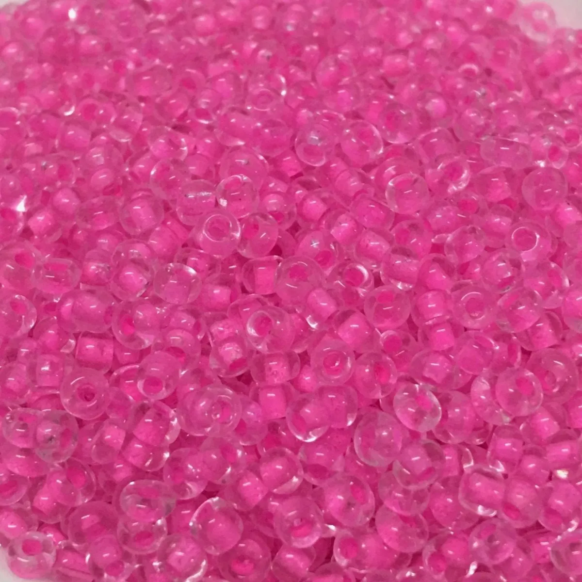 8/0 Lined Transparent (50g) - Hot Pink