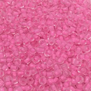 8/0 Lined Transparent (50g) - Medium Pink