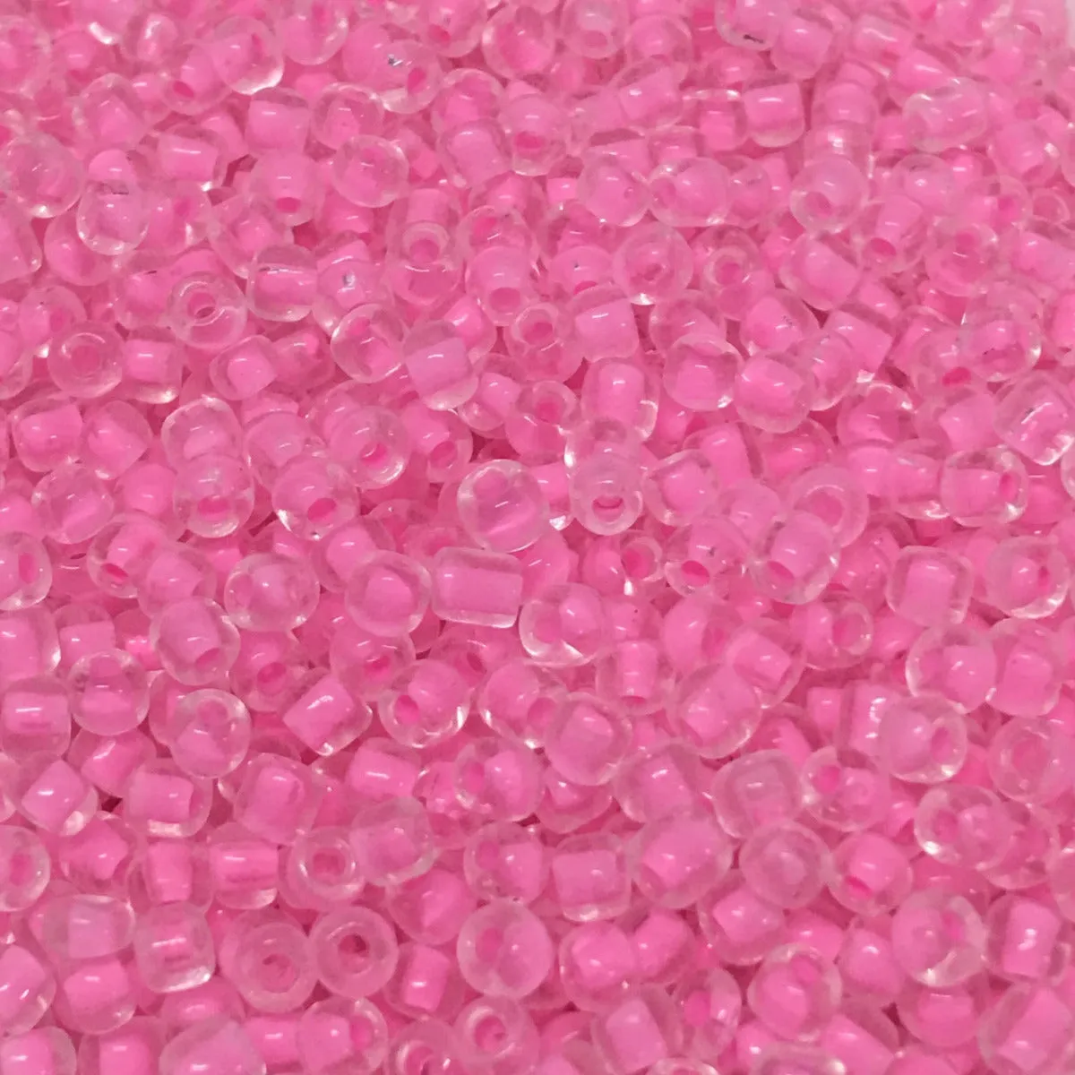 8/0 Lined Transparent (50g) - Medium Pink